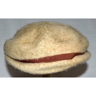 Vintage Replica de Parisienne Beige & Brown Hat Band s Fuzzy Wool Hat Sz S  eb-82426746